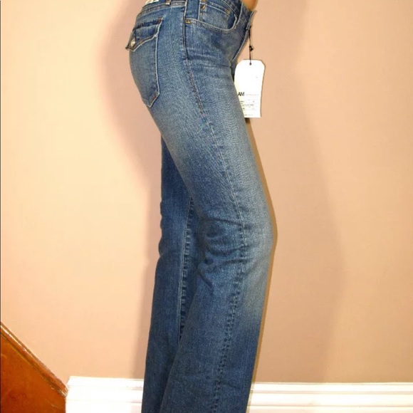 Earnest Sewn Bootcut Stretch Jeans Light Wash Flap Pockets Y2K Vintage Size 26 - Picture 5 of 10